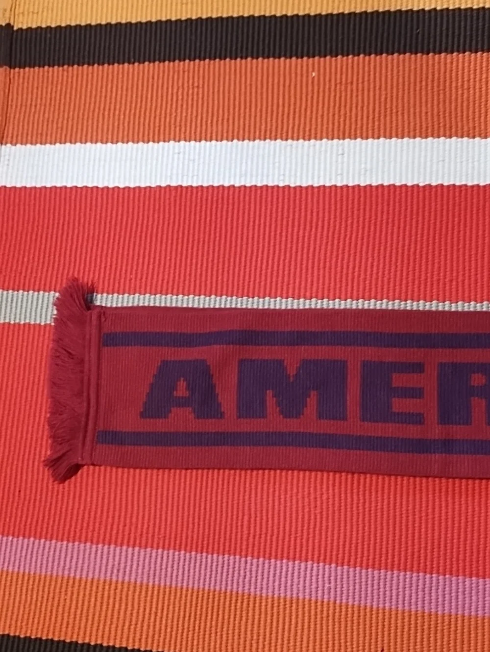 American Eagle Outfitters Red and Purple Striped Scarf EUC.